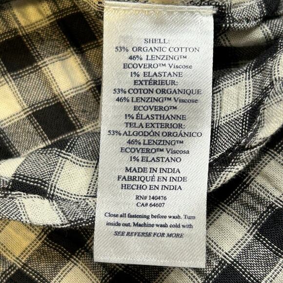 Faherty women's popover collared black and white check long sleeve top size S - Picture 7 of 10